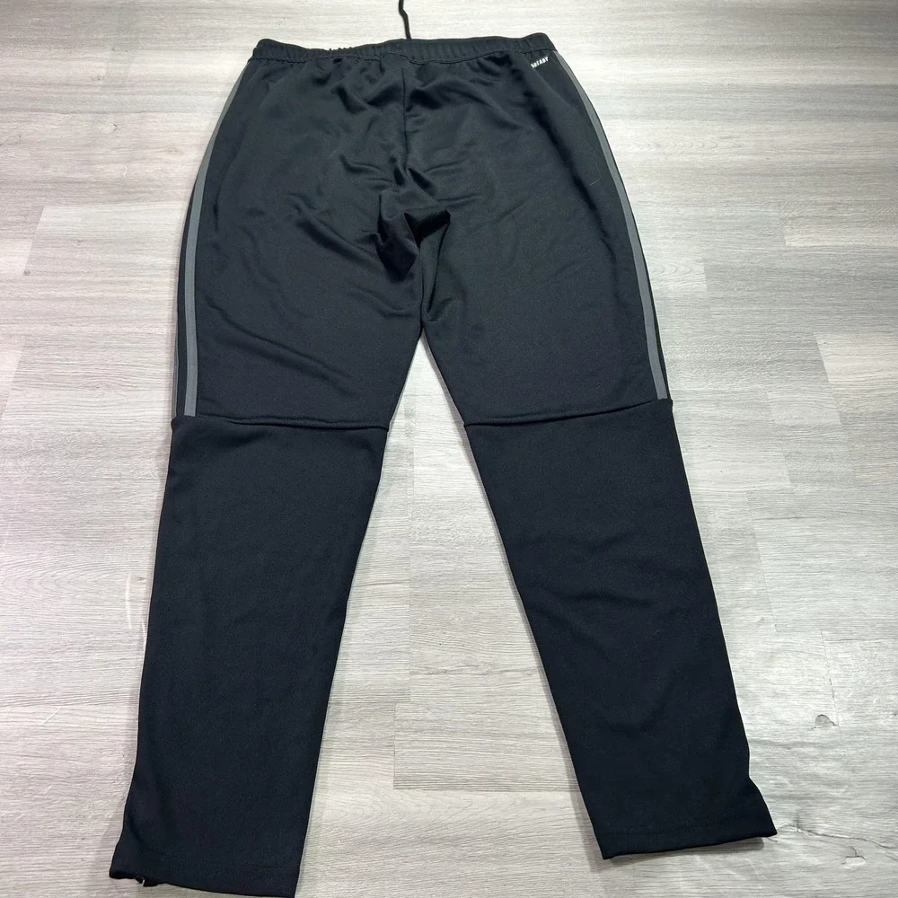 Adidas AEROREADY Track Pants Mens Large Black 3 Stripe Zip Hem Athletic H28914